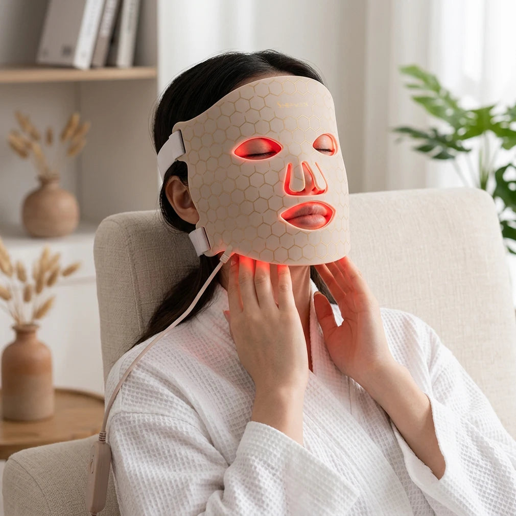 7Colors LED Face Mask with 110pcs Lamp Beads Photon Red Light Therapy Beauty Flexible Facial Masks Skin Care Tool