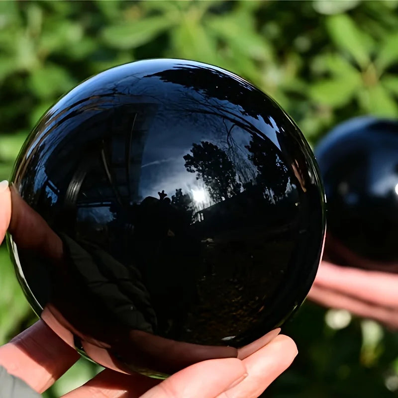 1 Obsidian and Quartz Crystal Ball | Classic Stone Ball, Suitable for Office and Home Décor,Ideal As A Birthday and Holiday Gift