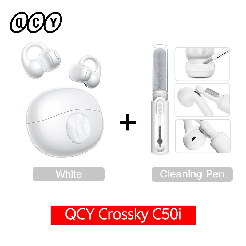 QCY Crossky C50i Open Ear Bluetooth Earphones Hi-Res LDAC Ear Clip Wireless BT6.0 Sports Earbuds Clip On 4-Mics Headphones 42H