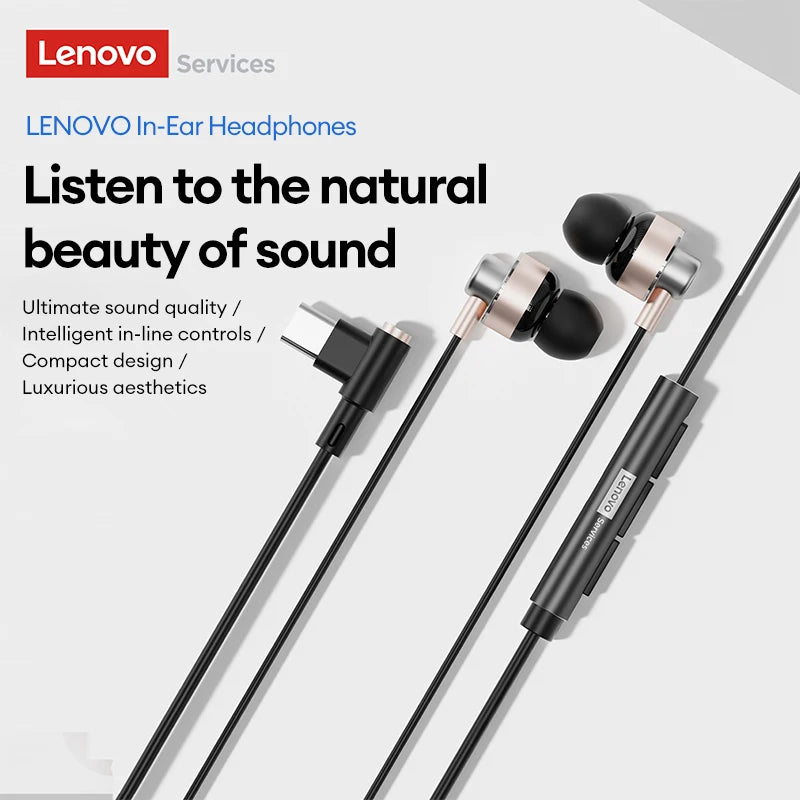 Lenovo Y100 1.2M In-Ear L-Shaped Wired Earphones Gaming Headset Ultra-Low Latency E-Sports Headphones Comfortable Sports Earbuds