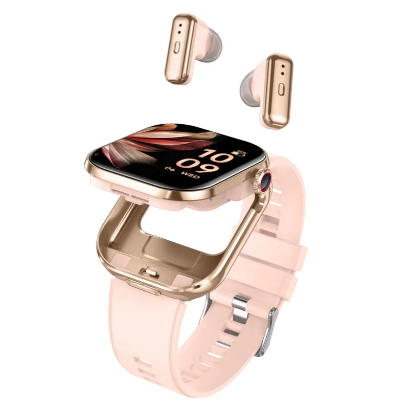 Rainbuvvy T99 TWS Smart Watch with Built-in Earbuds 2.02-inch HD IPS Display 3-in-1 Wireless Bluetooth Call Capable Smartwatch