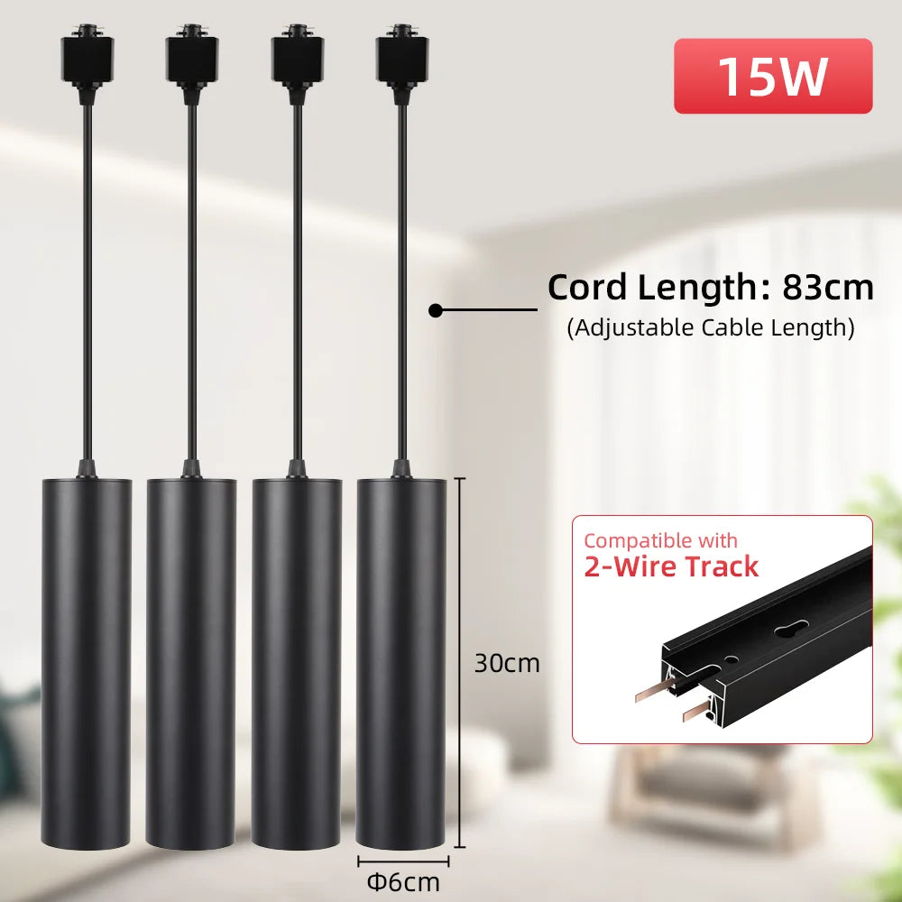 Track LED Pendant Lights Ceiling Lamp 10W/15W Spot Lights 110V 220V Rail Lighting Hanging Lamp for Kitchen Living Room Bedroom