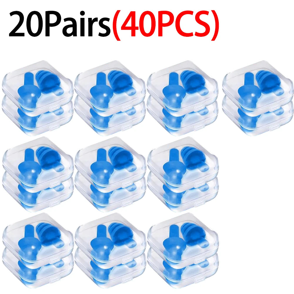 100/80/40/2PCS Reusable Silicone Ear Plugs with Plastic Case Soft Foam Waterproof Noise Cancelling Earplugs Earbuds for Sleeping