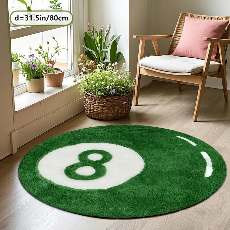 VIKAMA Vibrant Green No. 8 Ball Carpet Noise-Reducing Anti-Slip Living Room Sofa Mat Study Office Carpet Home Décor