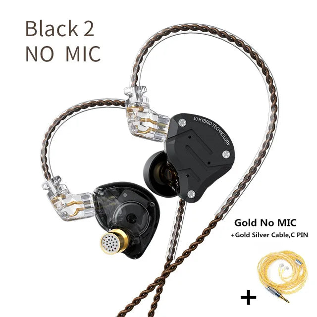 KZ ZS10 Pro 4BA 1DD Hybrid In Ear Metal Earphones10 Drivers HIFI Bass Earbuds Monitor Sport Noise Cancelling Headset ZSX ZAX Z3