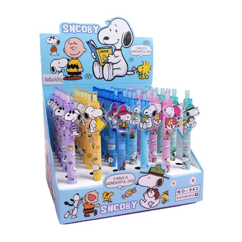 Hot Snoopys 48pcs Pen High Beauty Neutral Pen Press Fast Drying Smooth Cartoon Cute Press The Stationery Pen Student Gifts