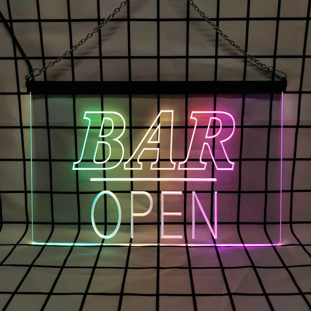Bar Open Home Décor-LED Neon Sign,Colorful Flowing Lights,Remote Controlled for Home Décor and Festive Events