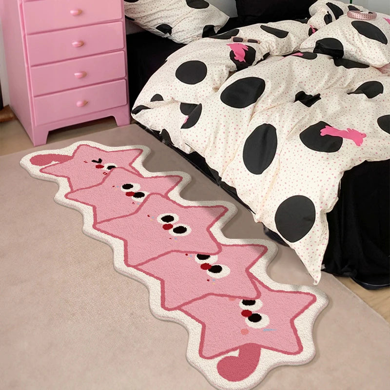 VIKAMA Cartoon Star Rug Soft, cosy and non-slip Entrance hall doormat Bedroom entrance rug Bedside carpet Home décor