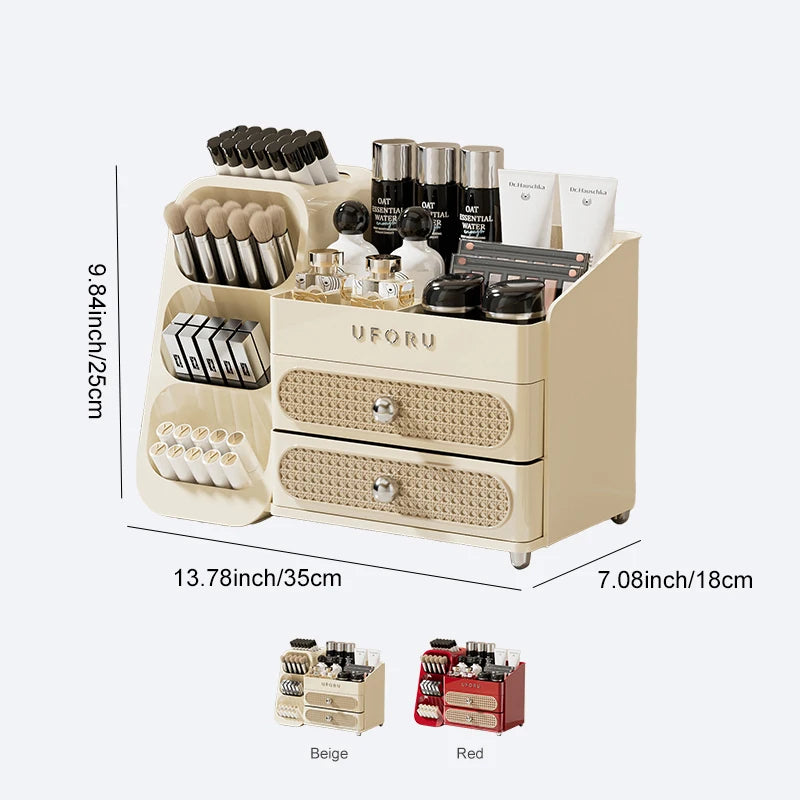 UFORU Makeup Organizer For Vanity, Countertop Organizer With Drawers, Spacious Cosmetic Display Case for Beauty Essential, Skinc