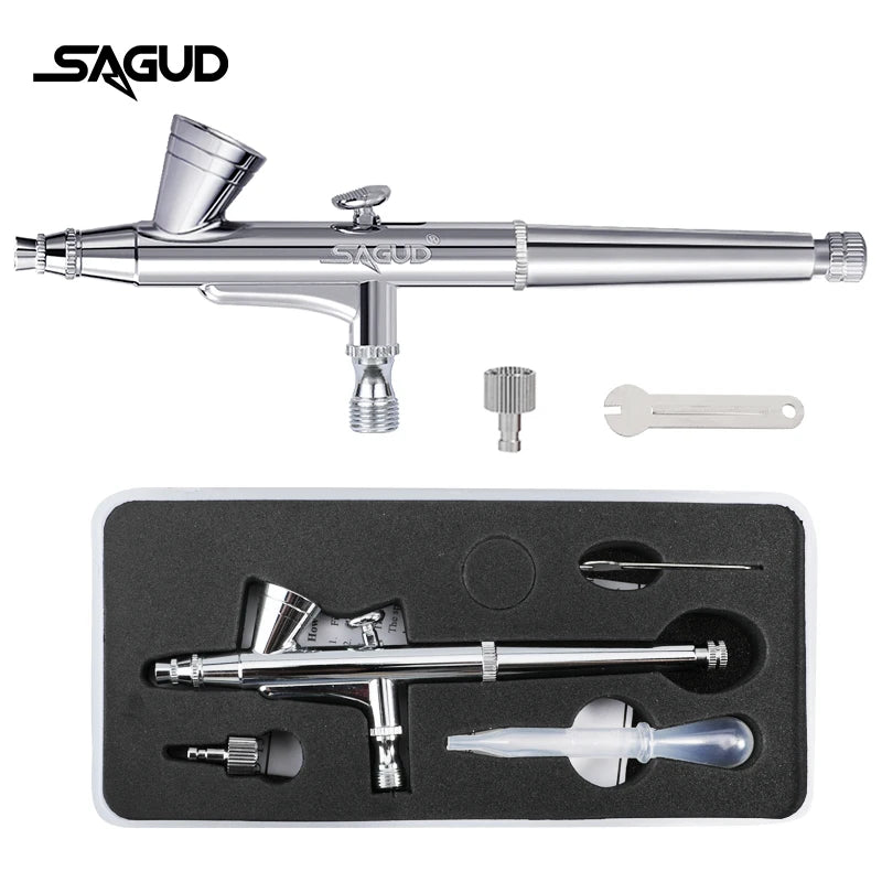 SAGUD Airbrush Model SD-135 0.2mm Multipurpose Dual-Action Gravity Feed Airbrush Set Kit for Illustration Beauty Cake Decoration