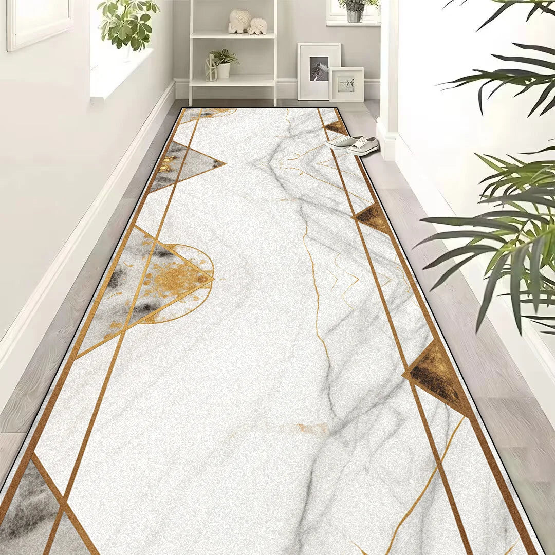 European Luxury  Black Gold  Corridor Carpets Hotel Lobby Stair Non-slip Aisle Rugs Office Room Entrance Passageway Floor Mats