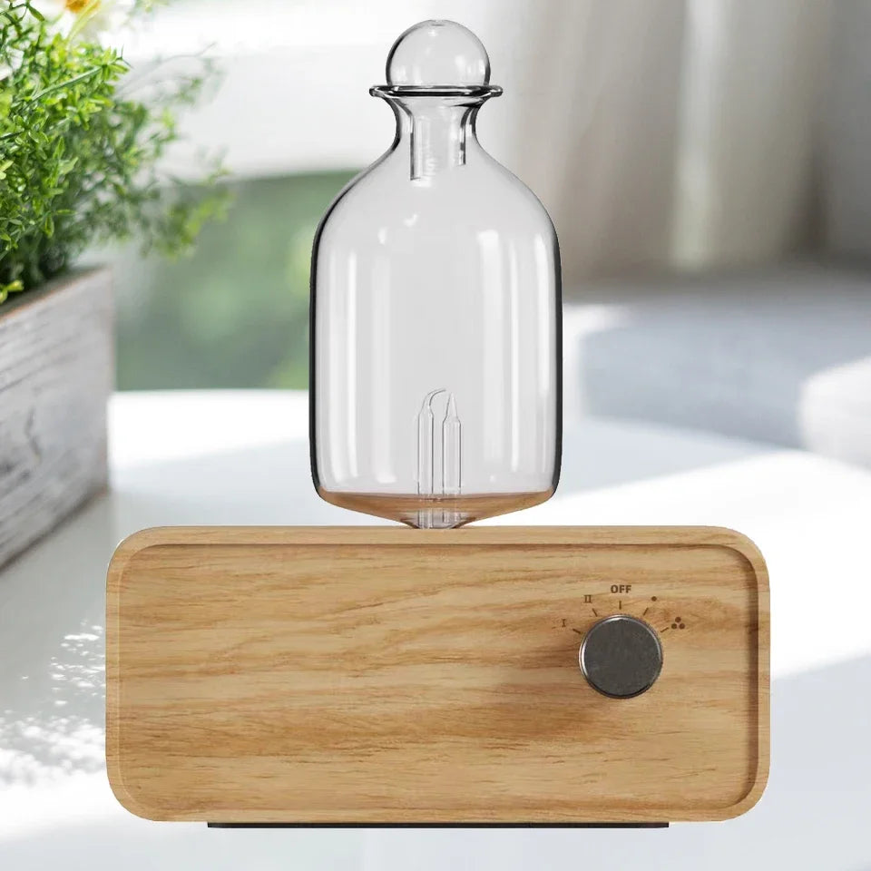 Glass Essential Oil Diffuser Wood Grain Base Air Aroma Diffuser 2600mAh Professional Machine Nebulizer For Home Office Room