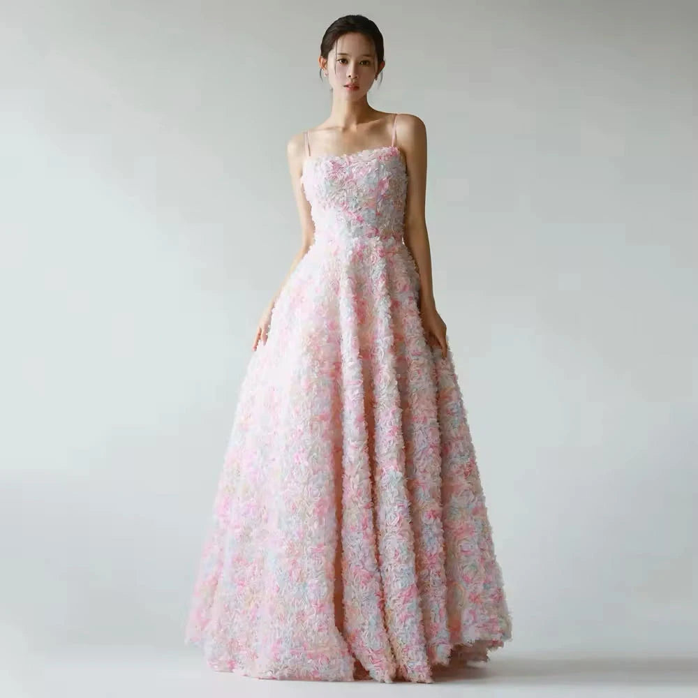 Square Collar Simple Pleat Beauty Bride Wedding Party Dress Strapless Korea 드레스 Photography Evening Dresses for Women Customized