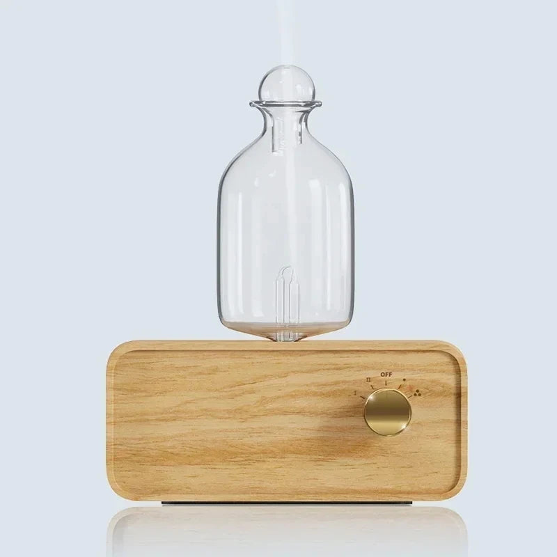 Glass Essential Oil Diffuser Wood Grain Base Air Aroma Diffuser 2600mAh Professional Machine Nebulizer For Home Office Room