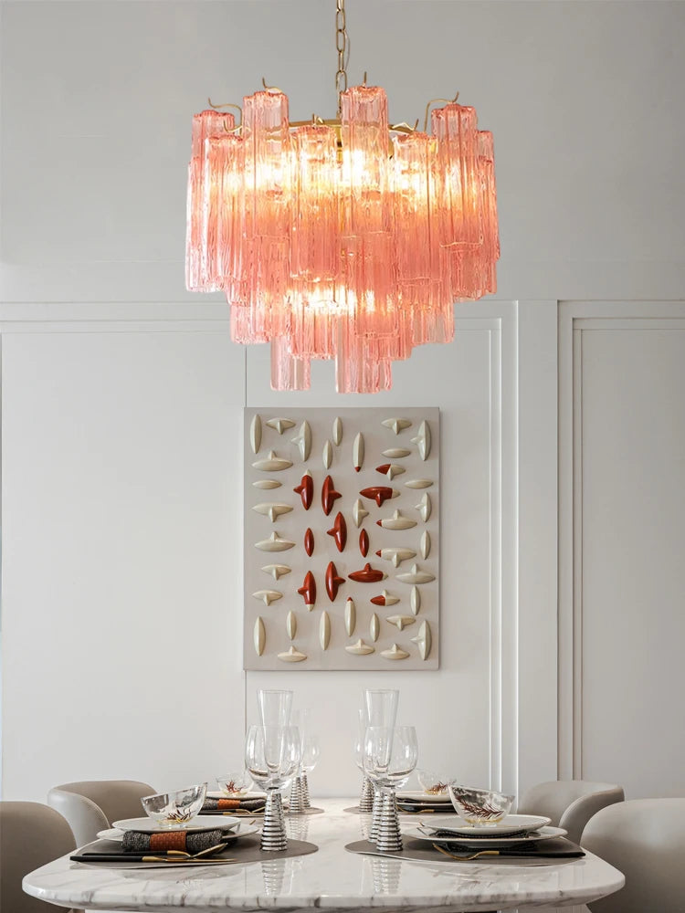 Pink Beauty Glass Art E14 2026 Chandelier Lighting Suspension Luminaire Lampen French Design Hanging Light For Dinning Room