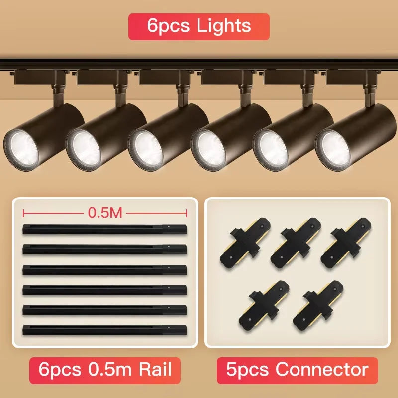 Full Set Track Light Led Spot110-265V COB Rail Lighting Fixture for Clothing Store Spotlight Home Ceiling Lights Led Track Lamp