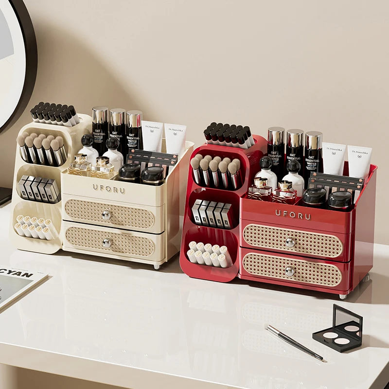 UFORU Makeup Organizer For Vanity, Countertop Organizer With Drawers, Spacious Cosmetic Display Case for Beauty Essential, Skinc