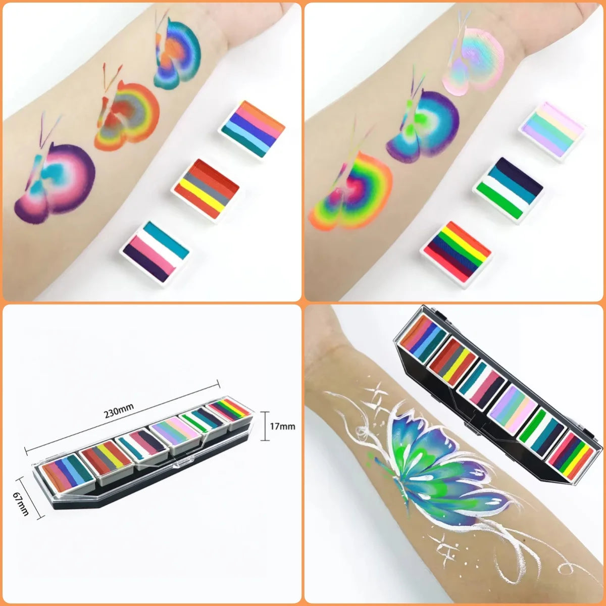 12 Color Popular Multicolor Child Body Painting Kids Face Paint Bodyart Palette Party Makeup Beauty Paint Palette With Brush Kit