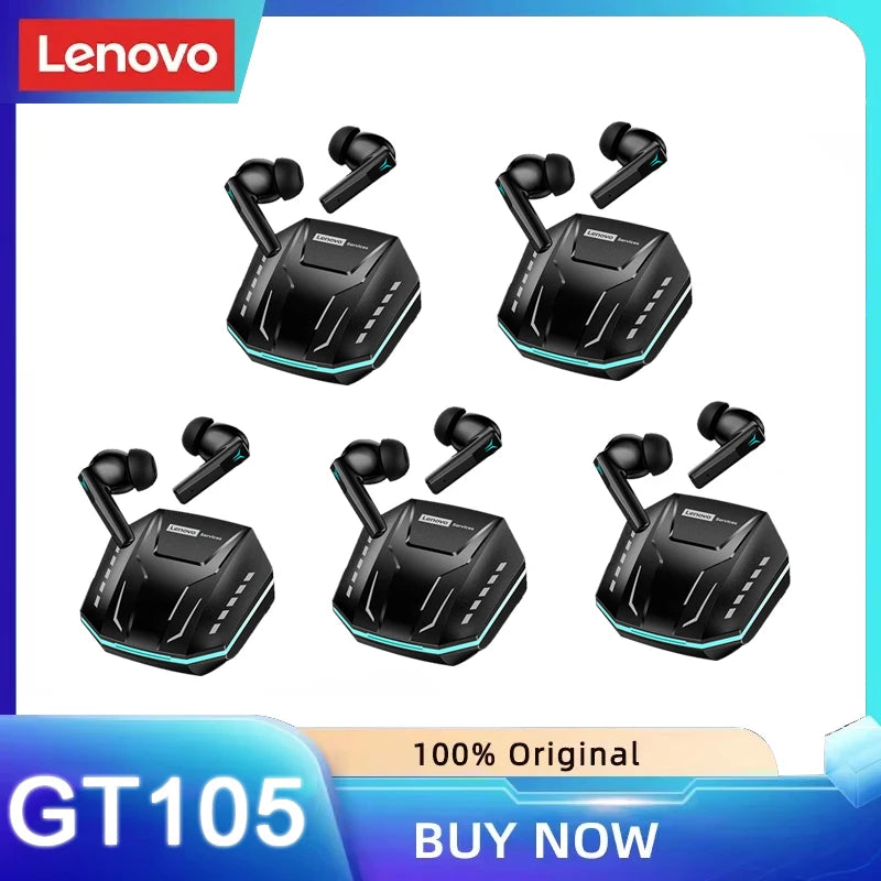 Lenovo GT105 Gaming Headphones Bluetooth 6.0 Wireless Earphones RGB Lighting Esports Earbuds Ultra-Low Latency 24H Playtime Gift