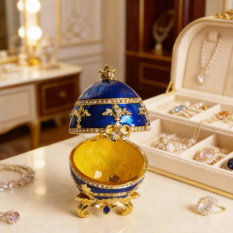 Home Décor Box, Enamelled Decorative Jar, Exquisite Hinged Jewellery Box Ideal for Easter or Valentine's Day Gifts, or as a Ring