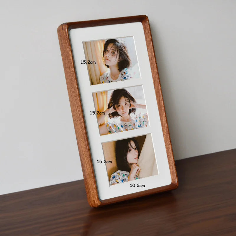 Premium Solid Wood Triple Photo Frame Round Corner Hanging Display Frame for Couples, Children, Picture Frame for Home Décor