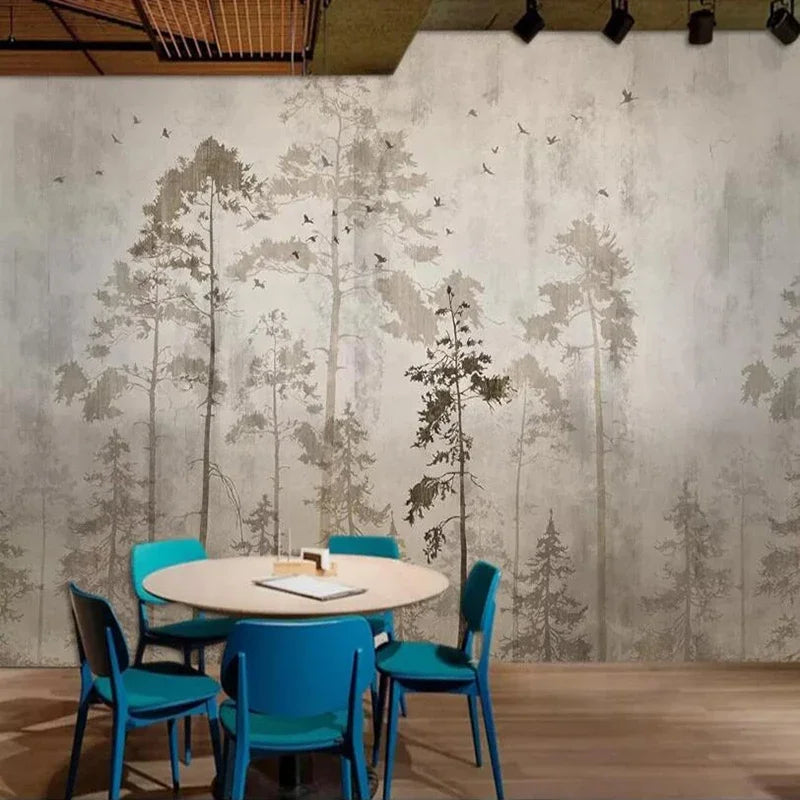 Custom Wall Art Painting Retro Nostalgic Forest Big Tree Birds Large Mural Wallpaper Living Room Bedroom Kitchen 3D Home Décor
