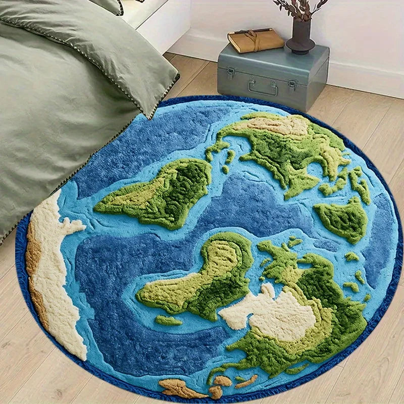 VIKAMA Earth Design Round Rug Soft, Cosy And Sound-Absorbing Bedside Rug For Bedrooms Study And Office Carpet Home Décor