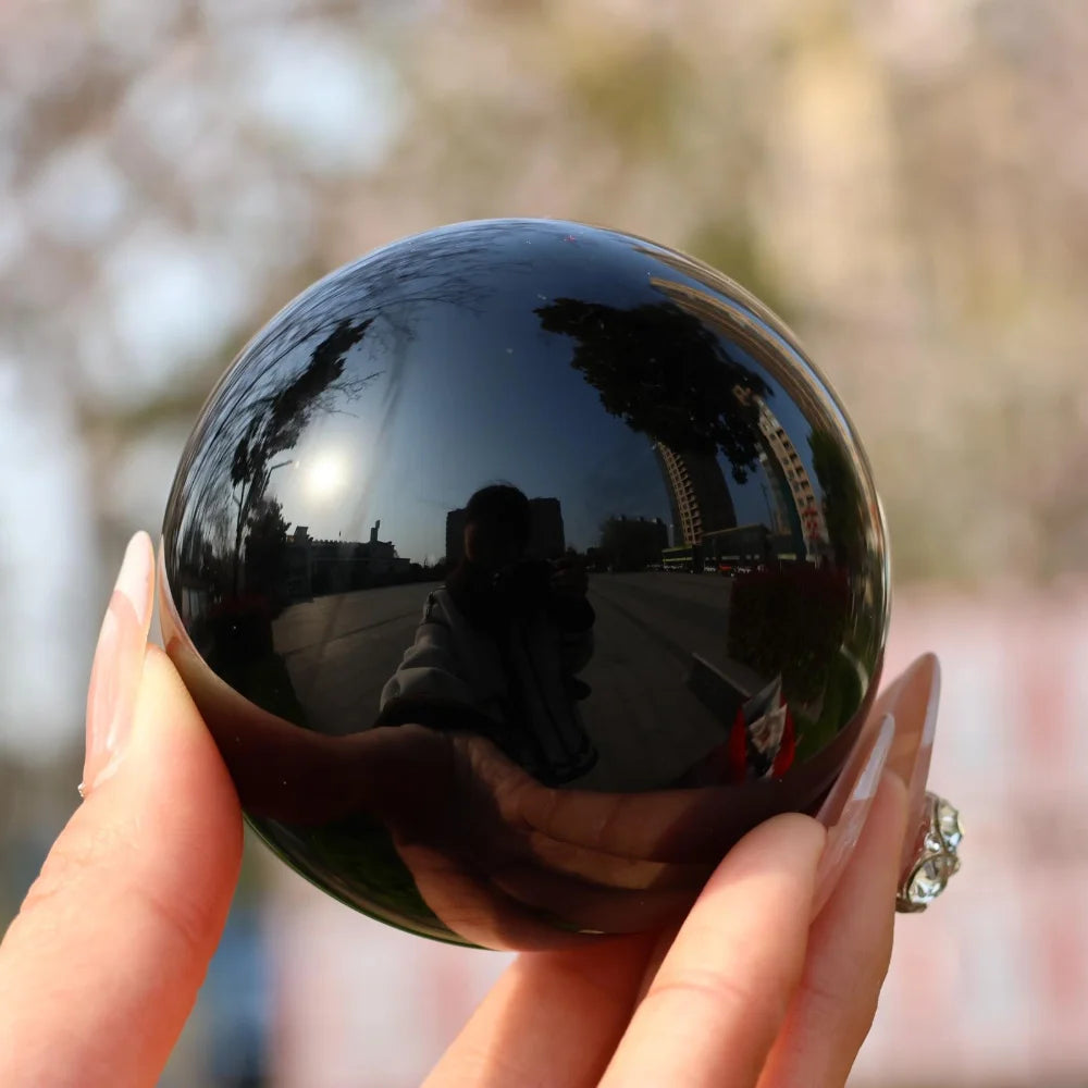 1 Obsidian and Quartz Crystal Ball | Classic Stone Ball, Suitable for Office and Home Décor,Ideal As A Birthday and Holiday Gift