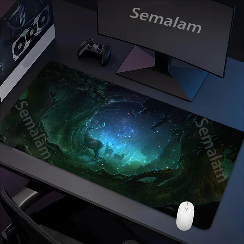 Fantasy Dark Forest Playmat Gaming Mouse Pad Non-slip Rubber Base 35x60 MTG Desk Mat Washable Pads for Game & Office Room Decor
