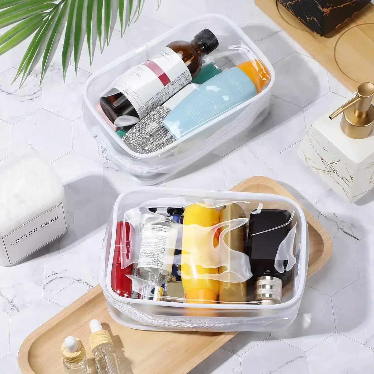 1/20pcs Transparent PVC Storage Travel Organizer Clear Makeup Bag Beautician Cosmetic Bag Beauty Case Toiletry Bag Wash Bags