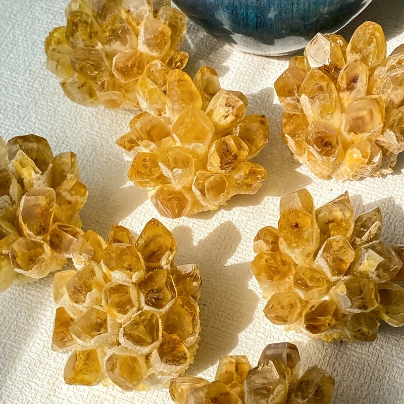 One citrine cluster - Bohemian style, golden to amber color, unique home décor & Christmas, Thanksgiving, Easter, Halloween