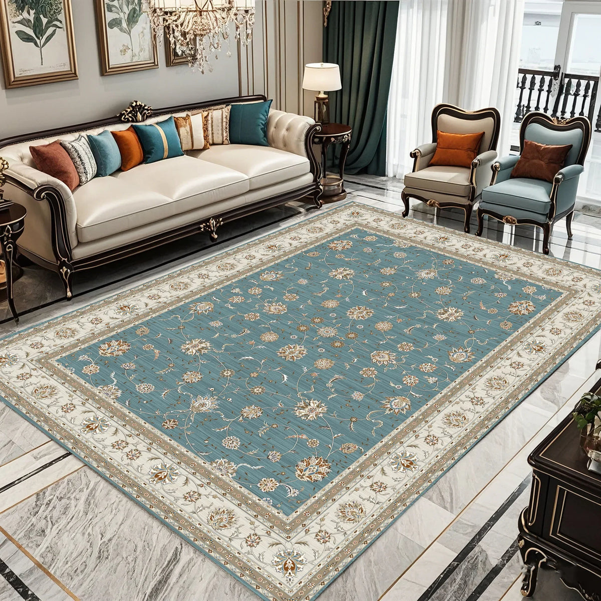 VIKAMA Bohemian Rug Durable And Machine Washable Living Room Coffee Table Mat Bedside Rug For Bedrooms Home Décor