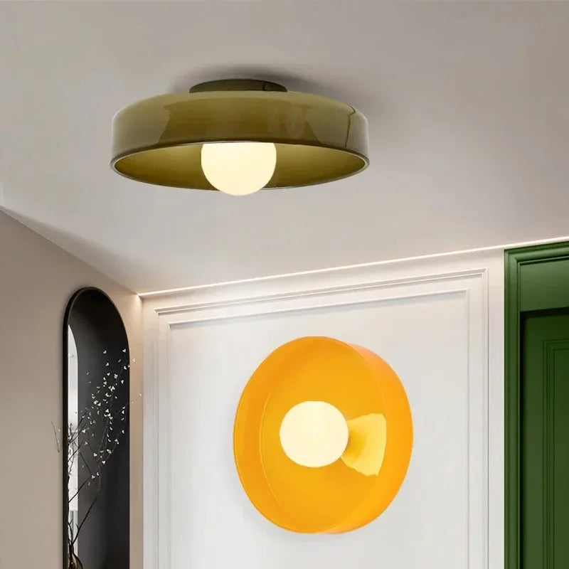 Nordic LED Glass Ceiling Light Simple Retro 25/35cm Multi Color G9 Bedroom Living Room Foyer Study Decorative Lighting Fixtures
