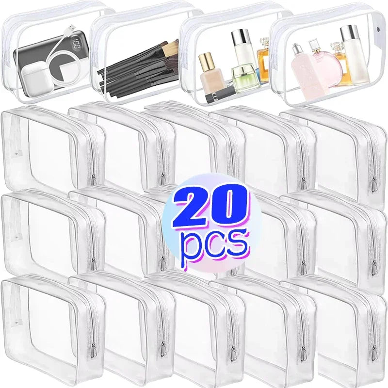 1/20pcs Transparent PVC Storage Travel Organizer Clear Makeup Bag Beautician Cosmetic Bag Beauty Case Toiletry Bag Wash Bags