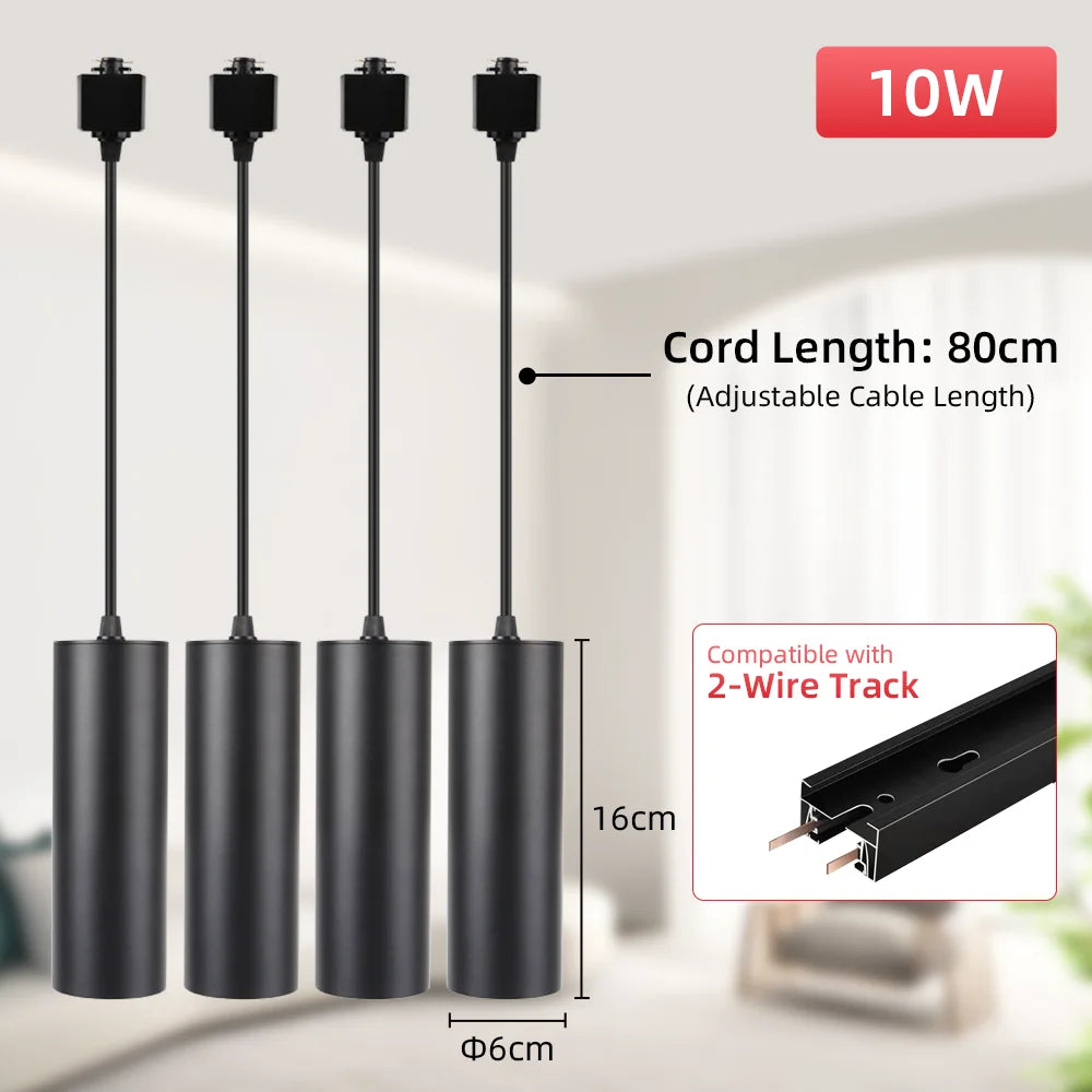 Track LED Pendant Lights Ceiling Lamp 10W/15W Spot Lights 110V 220V Rail Lighting Hanging Lamp for Kitchen Living Room Bedroom