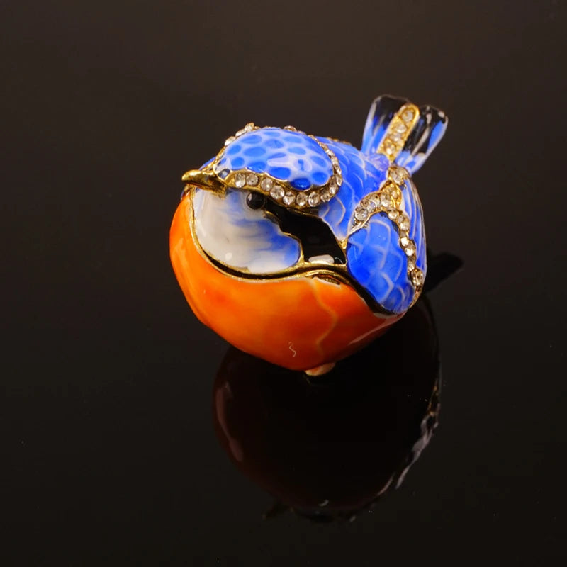 Home Décor Box, Enamelled Decorative Jar, Exquisite Hinged Jewellery Box Ideal for Easter or Valentine's Day Gifts, or as a Ring