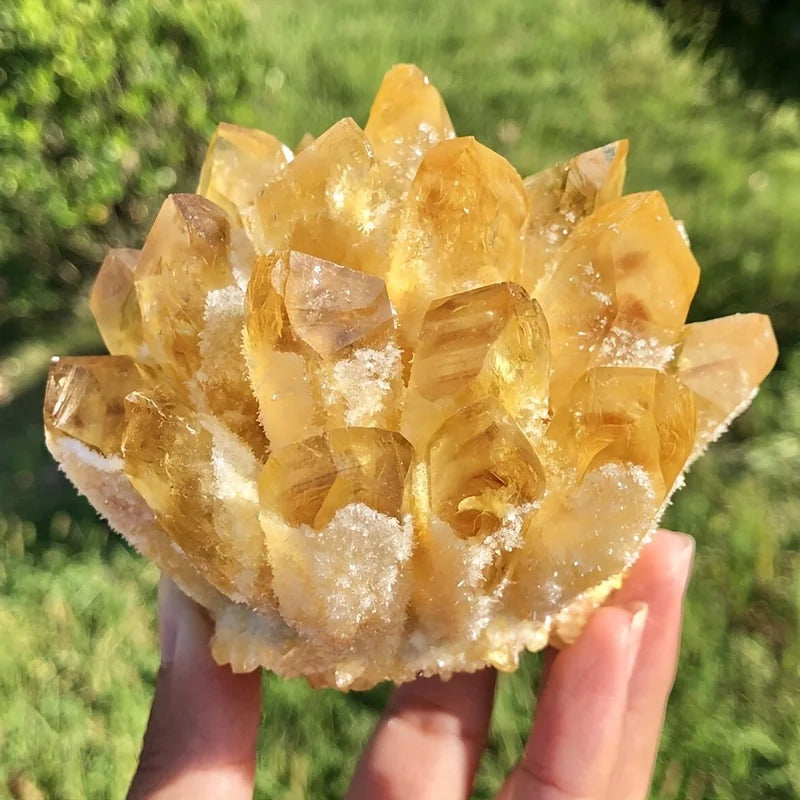 One citrine cluster - Bohemian style, golden to amber color, unique home décor & Christmas, Thanksgiving, Easter, Halloween