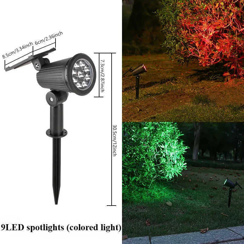 9 LED Solar Spot Light Outdoor Waterproof Spotlights Solar Garden Lights Landscape Lighting Decoration Pathway Lawn Lamp