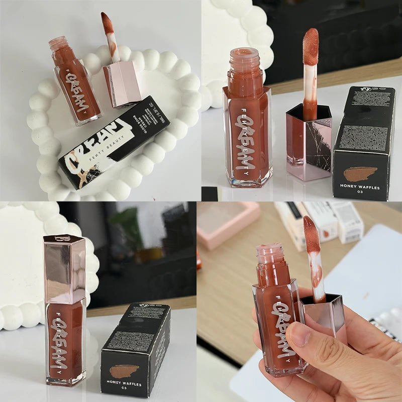 Fenty Beauty Multicolored Lip Gloss Moisturize Plumper Long-acting Lipstick Nude Pink Highlight Powder Contour Stick Makeup Set
