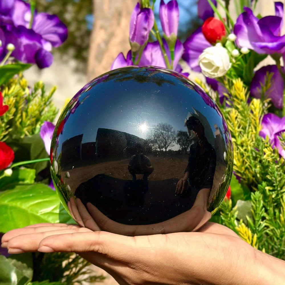 1 Obsidian and Quartz Crystal Ball | Classic Stone Ball, Suitable for Office and Home Décor,Ideal As A Birthday and Holiday Gift