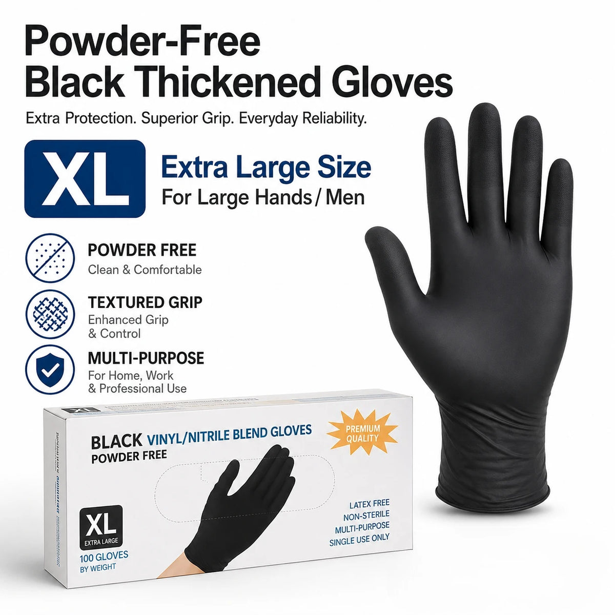 Textured Surface Disposable Black Nitrile Gloves 10/50/100PCS Latex Free for Mechanic Tattoo Beauty Hair Dye Household Cleaning