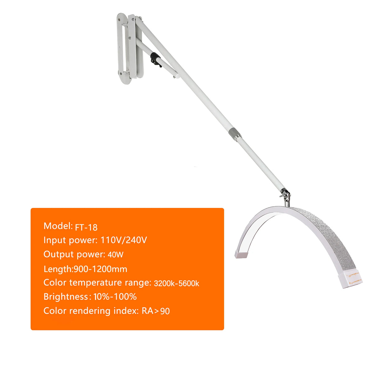 Fosoto 24inch U-shaped Vedio Wall Mounted Half-Moon Light Fill Light With Diamond For Beauty Salon Lashes Barbershop Nail