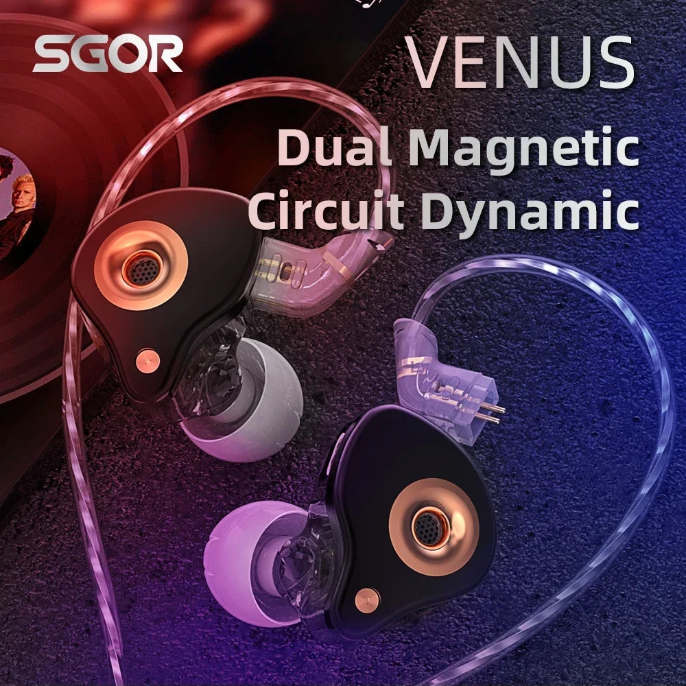 SGOR VENUS Dynamic Earphones HIFI Super Bass In-Ear Monitor Earbuds Sport Noise Cancelling Music Headset