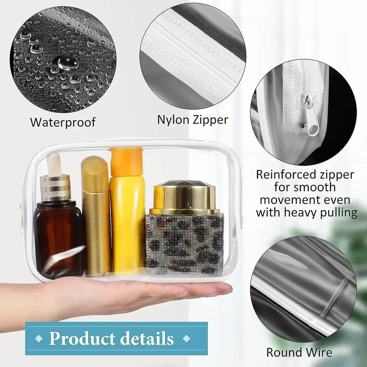 1/20pcs Transparent PVC Storage Travel Organizer Clear Makeup Bag Beautician Cosmetic Bag Beauty Case Toiletry Bag Wash Bags
