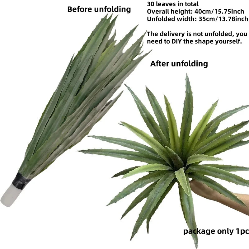Artificial Aloe and Agave Potted Plant Tropical Desert Fake Succulent for Home Décor Desktop Office Living Room Green Decoration