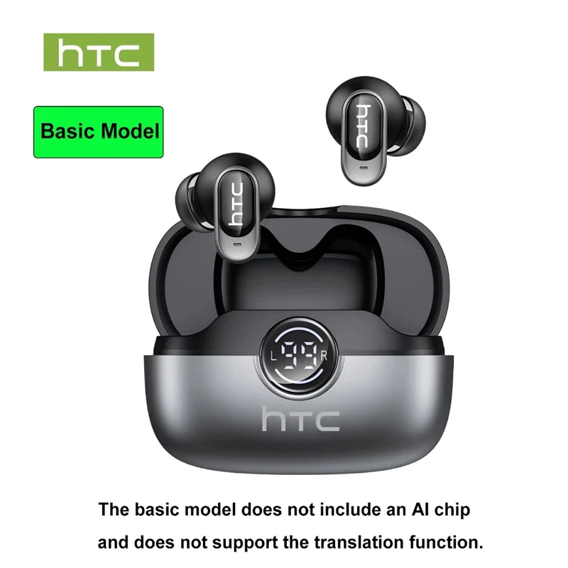 HTC NE79 TWS Bluetooth Earphones AI Translator In-Ear HiFi Sound Wireless Earbuds for Sports Headset with Clear Call Mic