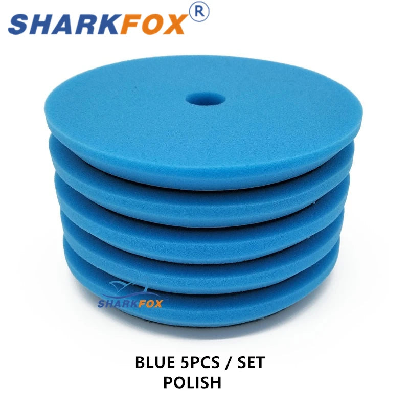 Sharkfox 5inch Polishing Pads Buffing Sponge Pad Polish Disc Smooth Foam Pads DA/RO Polisher Buffer Use for Car Beauty Auto Care