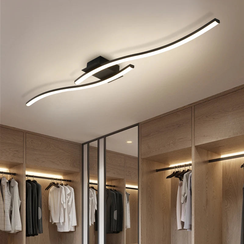 Modern Minimalist Black Ceiling Light Bedroom LED Pendant Ceiling Lamp Design for Home Décor Living Room Office Interior