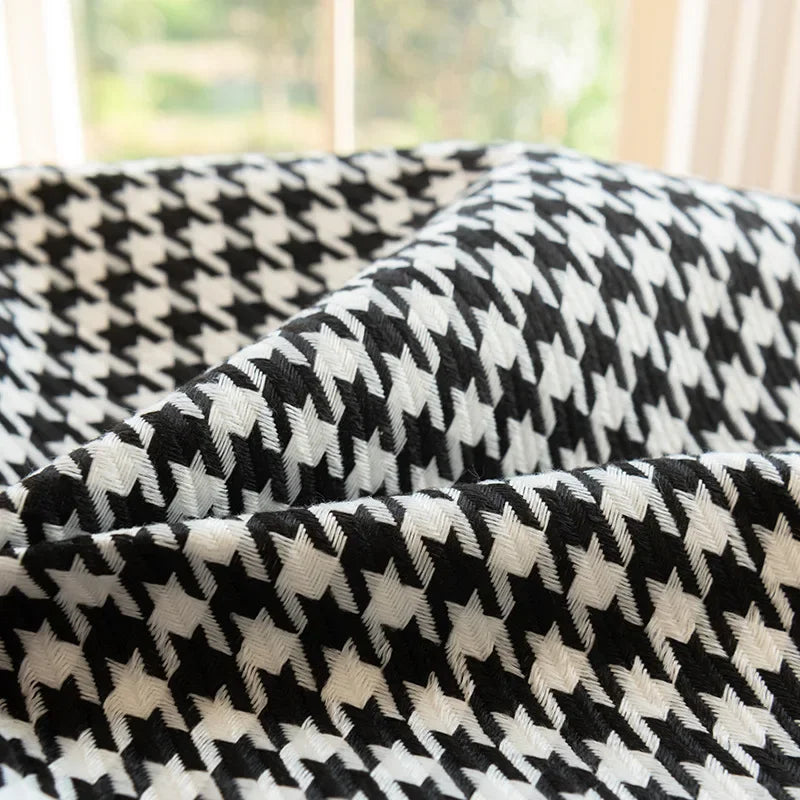 2PCS Classic Black and White Houndstooth Pillow Cover for Home Chic Square Weave Houndstooth Cushion Cover for Modern Home Décor