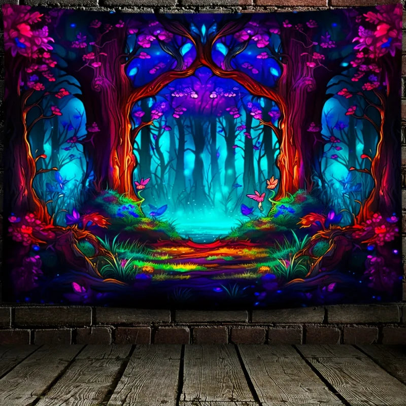 VIKAMA Glow-In-The-Dark Enchanted Forest Tapestry Ideal For Themed Guesthouse Living Rooms And Bedrooms Home DéCor